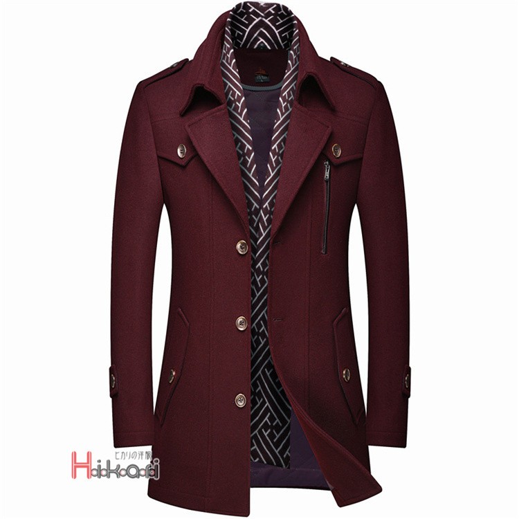 コート メンズ 秋冬 40代 50代 チェスターコート ウール ビジネスコート 中綿入 防寒 アウター マフラー脱着式 |  | 02
