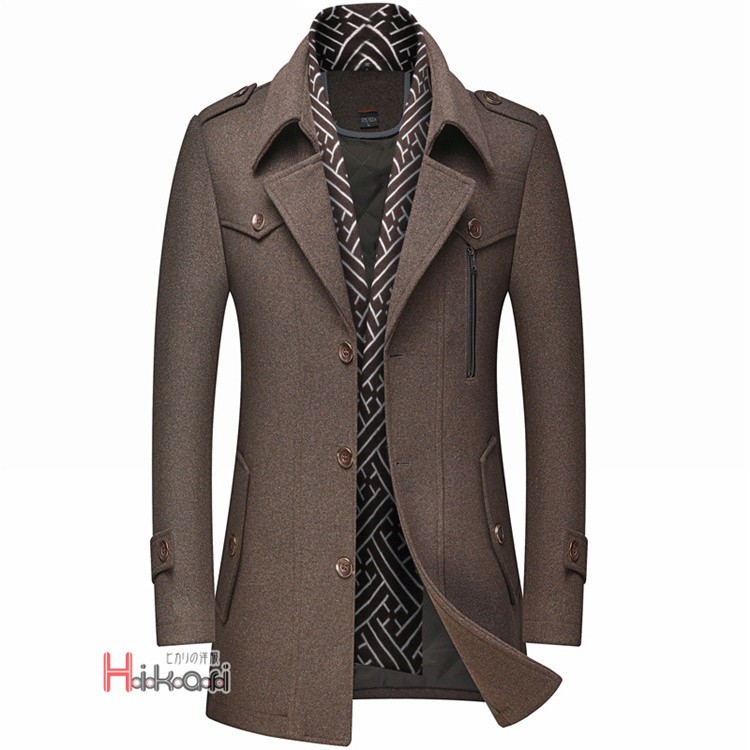 コート メンズ 秋冬 40代 50代 チェスターコート ウール ビジネスコート 中綿入 防寒 アウター マフラー脱着式 |  | 03