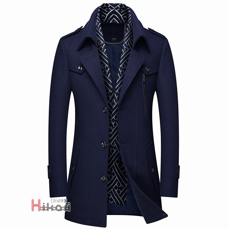 コート メンズ 秋冬 40代 50代 チェスターコート ウール ビジネスコート 中綿入 防寒 アウター マフラー脱着式 |  | 04