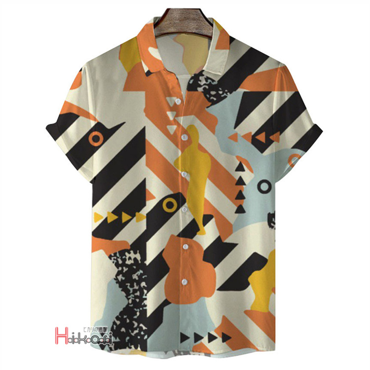 シャツ メンズ カジュアルシャツ 半袖シャツ アロハシャツ 猫柄