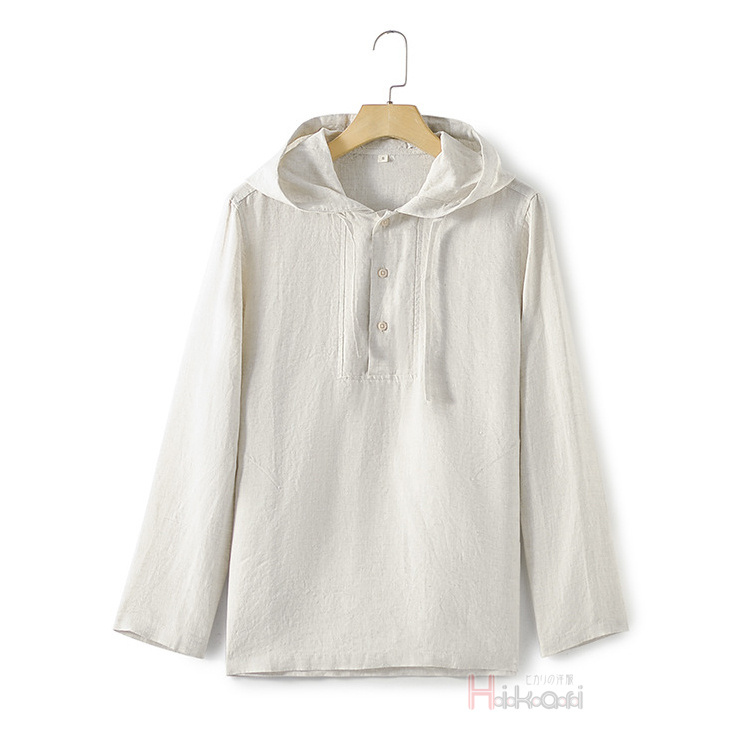 麻パーカー メンズ 薄手 長袖 プルオーバーパーカー フード付きTシャツ
