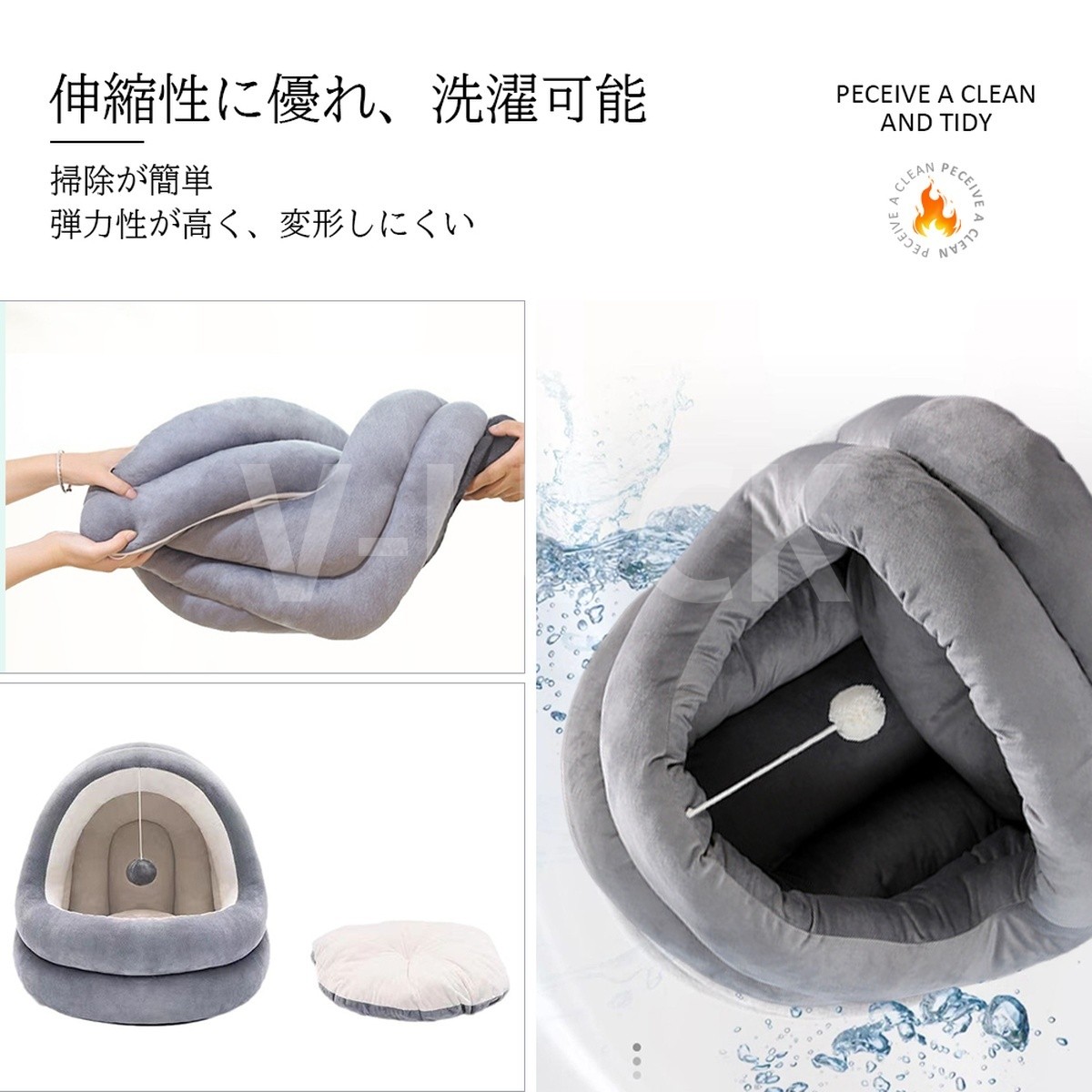 ペットベッド キャットハウス 小型犬 冬用 ドーム型 ふわふわ 半密閉式 猫犬兼用 洗える 保温防寒 あったかハウス クッション マット おしゃれ |  | 06