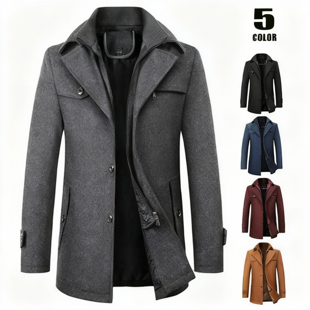 メンズ ウールコート ビジネスコート 冬用 アウター 通勤 通学 紳士服 ロングコート ハーフコート 防寒 保温 きれいめ ビジネスカジュアル シンプル おしゃれ | 