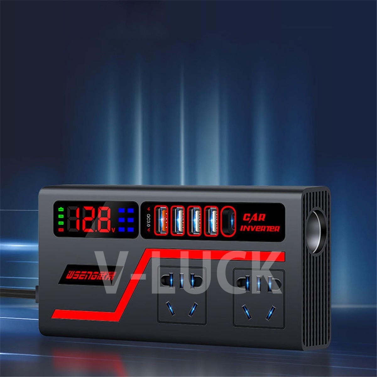 車載インバーター カーインバーター 200W ACコンセント2口 USB4ポート