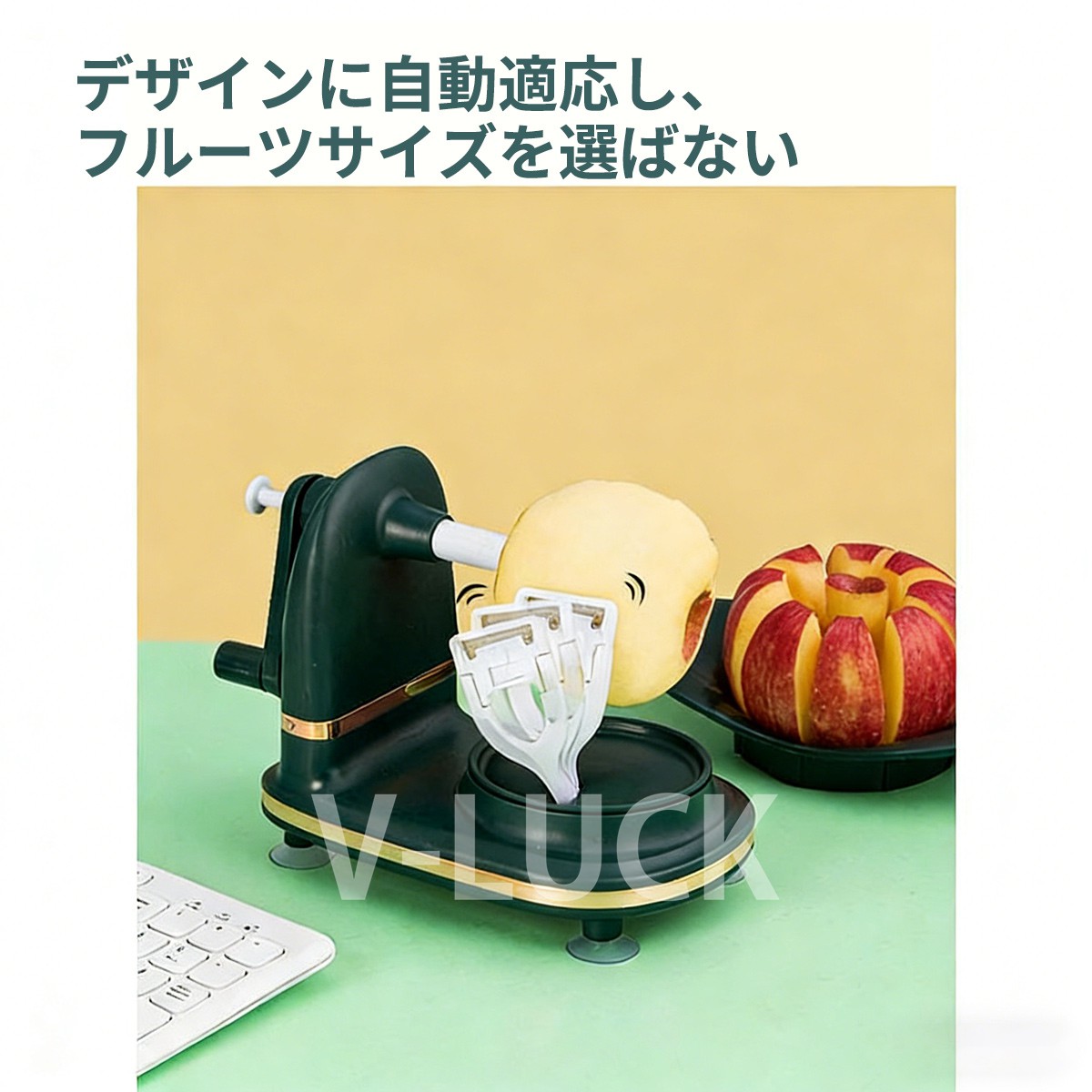 リンゴ皮むき器 手回し式 多機能 ステンレス刃 自動回転 家庭用 フルーツ対応 梨 じゃがいも対応 キッチン調理器具 |  | 05