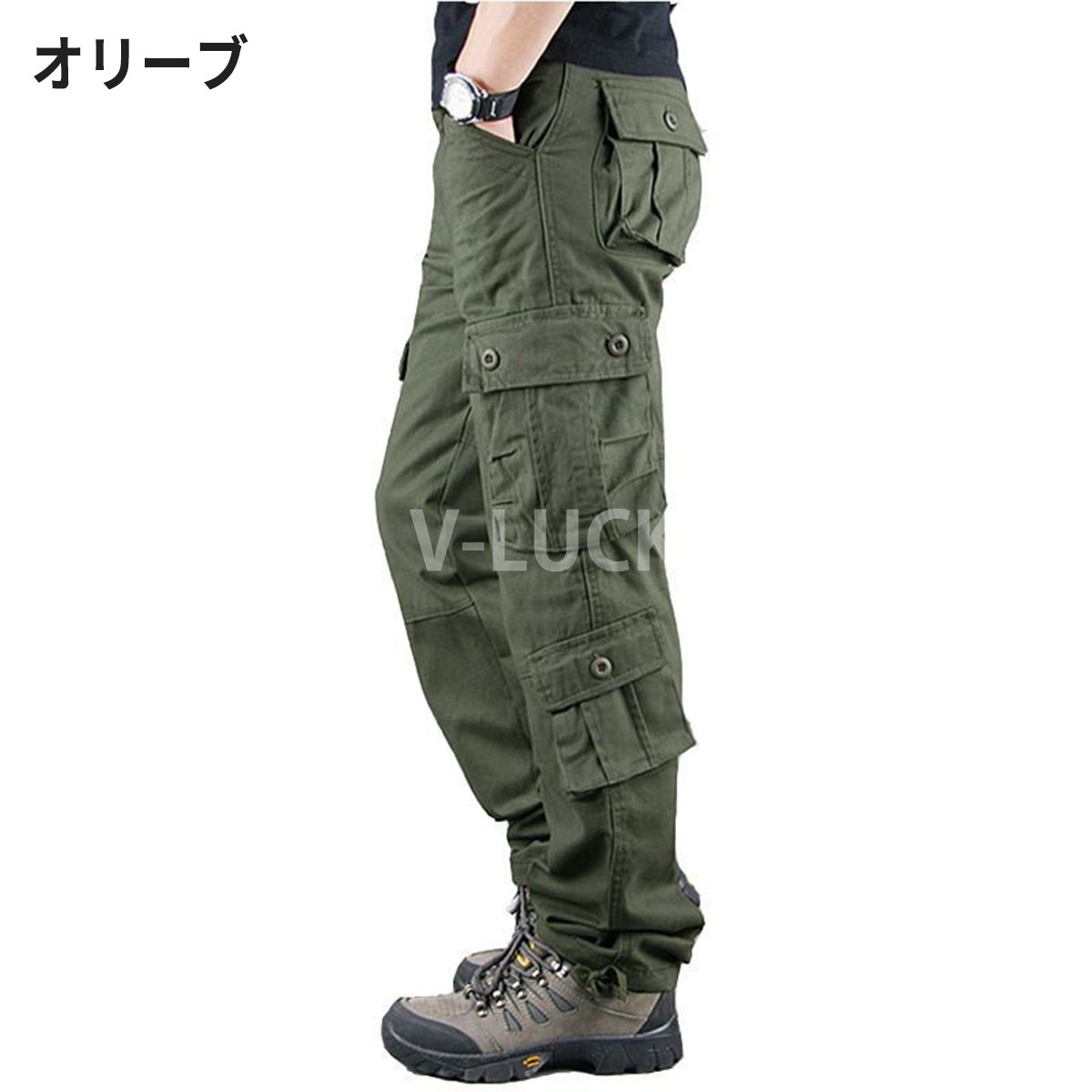 カーゴパンツ メンズ 綿100％ 大きいサイズ ゆったり ワークパンツ 8ポケット 作業服 ボトムス ミリタリー 無地 迷彩 カラーパンツ 丈夫 動きやすい |  | 03