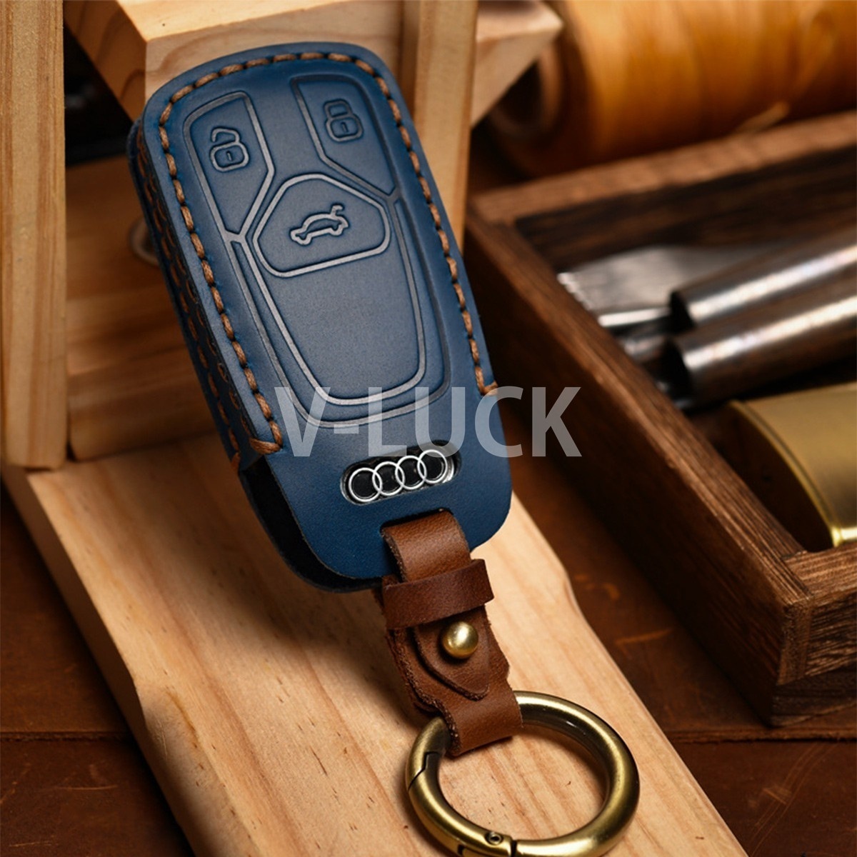 アウディ Audi スマートキーケース 本革 レザー 専用設計 キーカバー 傷防止 高級感 ハンドメイド キーホルダー アクセサリー |  | 02