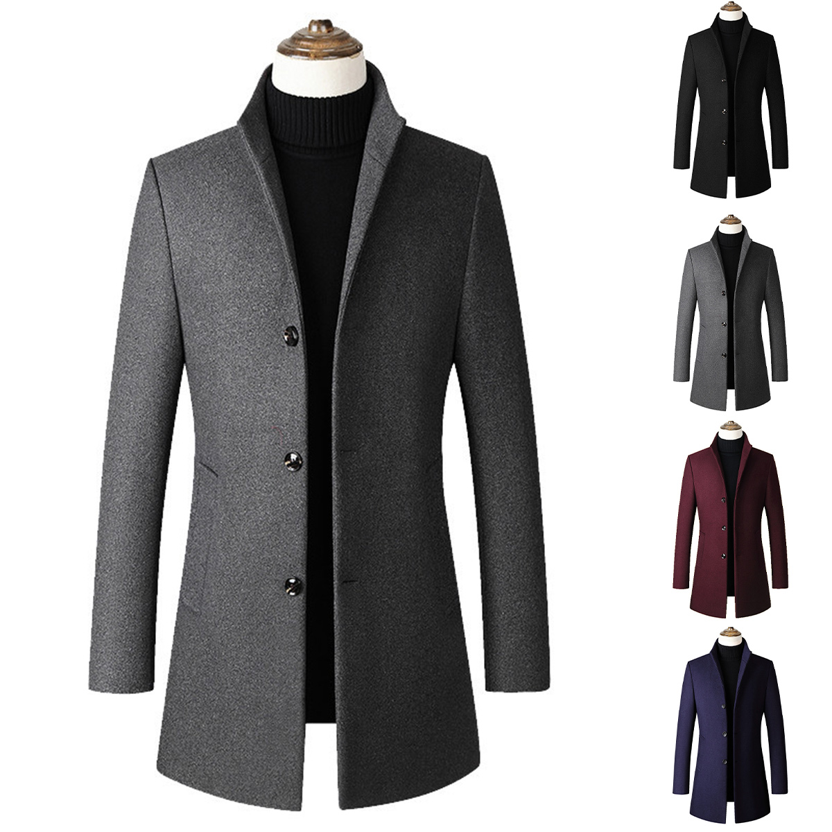 チェスターコート メンズ スタンドカラー 冬用コート ビジネス対応 通勤 アウター 防寒 暖かい きれいめ カジュアル 紳士服 冬アウター | 