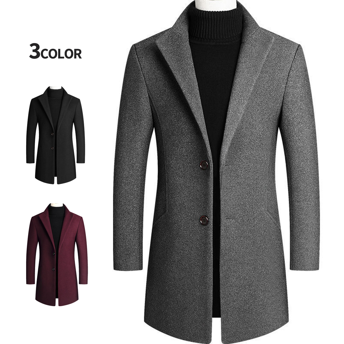 チェスターコート メンズ ウールハーフコート 秋冬 ビジネス スリム 紳士服 アウター 秋服 冬服 おしゃれ 防寒 | 