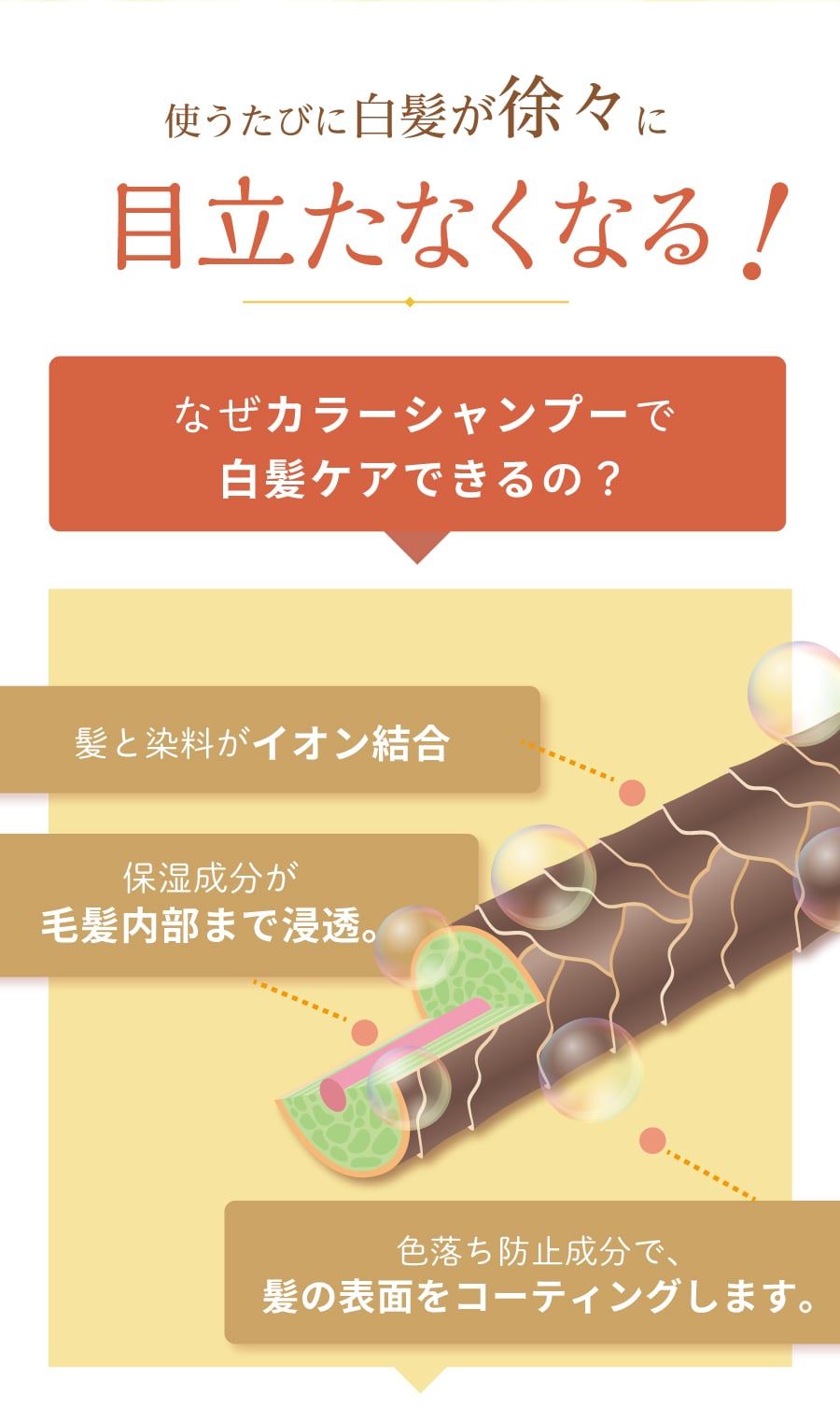 使うたびに白髪が徐々に目立たなくなる！