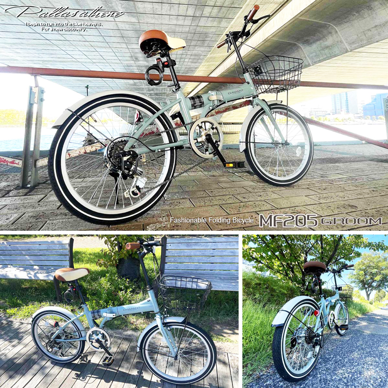 折り畳み自転車 20インチ M-205 6段変速 MYPALLAS 自転車 折りたたみ自転車 20インチ 折畳自転車 シマノ 6段