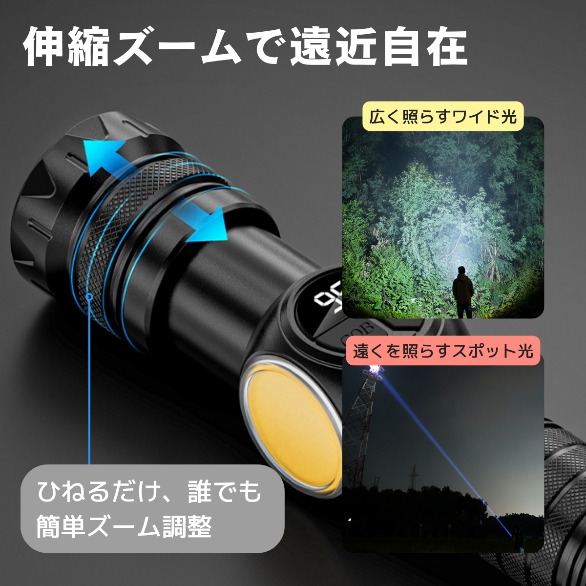 当店は偽装なし【本体+PSE26650電池5000mah付でお得！】 3000LM 照射