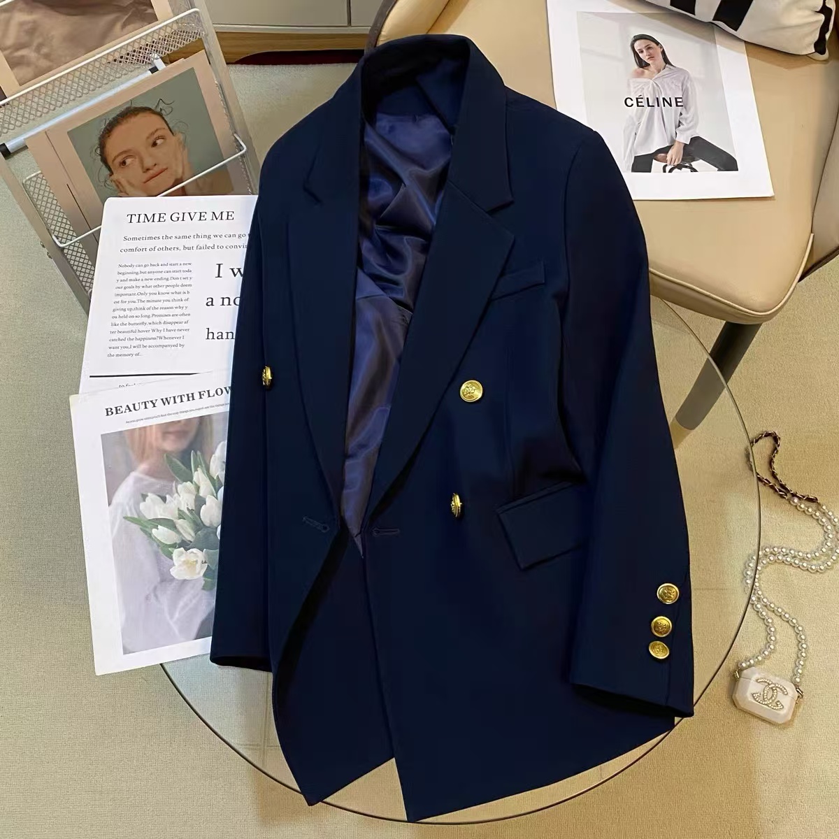 日本製 DAKS テーラードジャケット 紺ブレザー ダブルブレスト 金B 11 日本製 DAKS テーラードジャケット 紺ブレザー ダブルブレスト