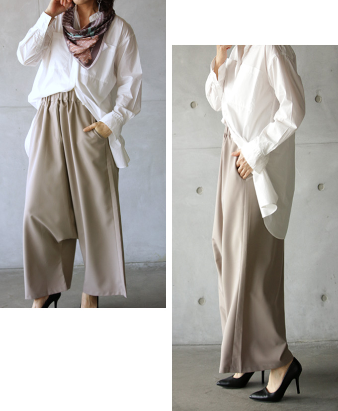 OTONA パンツ レディース ベージュ サルエル ロング 体型カバー 小粋な