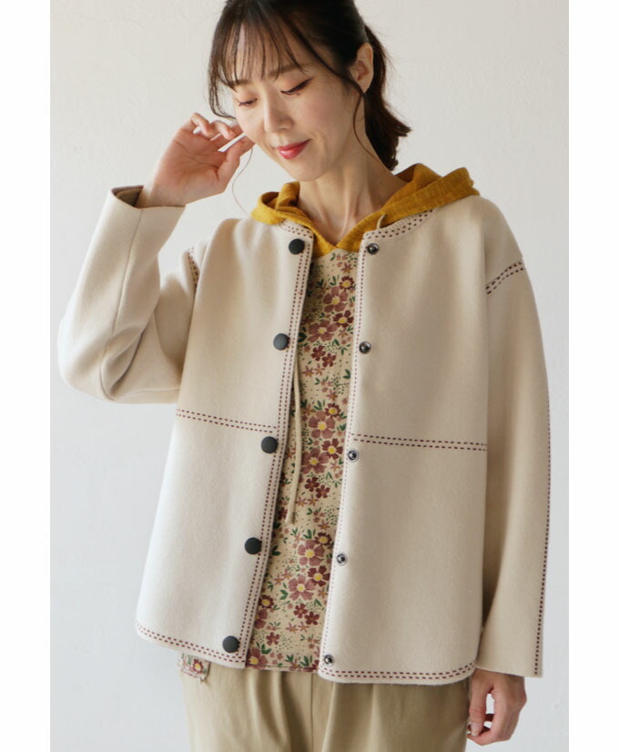 OTONA アウター ブルゾン レディース アイボリー 長袖 ショート