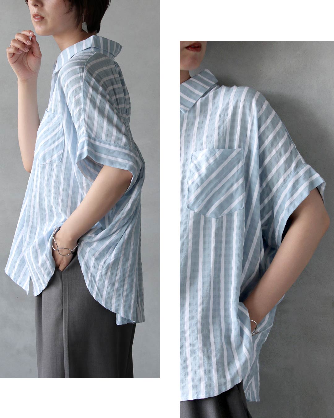 美品】 DOUBLE MAISON / ドゥーブルメゾン | ストライプ オーバー