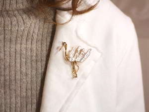 パール【OTOWA PEARL】 ブローチ 淡水真珠 バロック 鳥 ダイヤ入 K18