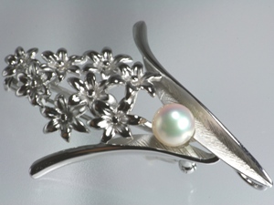 あこやパール 花 ブローチ サイド