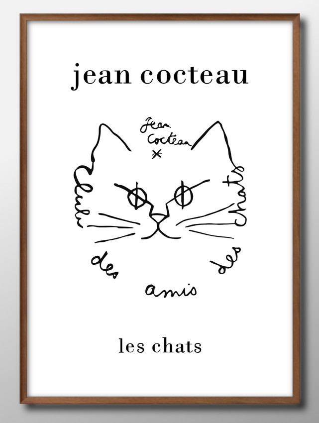 日本製 ポスター 10110 ジャン・コクトー 猫 ネコ 絵画 インテリア A3