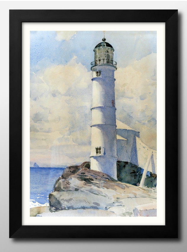 Yahoo! Yahoo!ショッピング(ヤフー ショッピング)アート ポスター おしゃれ 絵画 インテリア 11470チャイルド・ハッサン Lighthouse, Isle of Shoals A3サイズ 北欧 イラスト マット紙 管理ID: