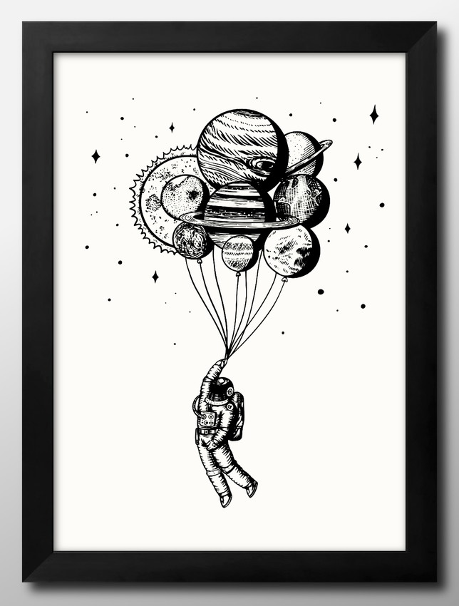 アート ポスター おしゃれ 絵画 インテリア 12026モノクロアート 宇宙飛行士 NASA A3サイズ 北欧 イラスト マット紙 管理ID: