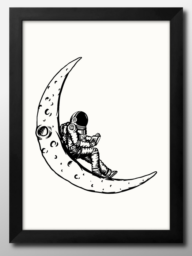 アート ポスター おしゃれ 絵画 インテリア 12027モノクロアート 宇宙飛行士 NASA A3サイズ 北欧 イラスト マット紙 管理ID: