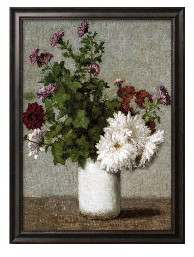アンリ・ファンタン－ラトゥール、キクの花、希少な額装用画集より、新品高級額装付 Amazon.co.jp: 18 の有名な絵画 - 夏の花 アンリ・ファンタン