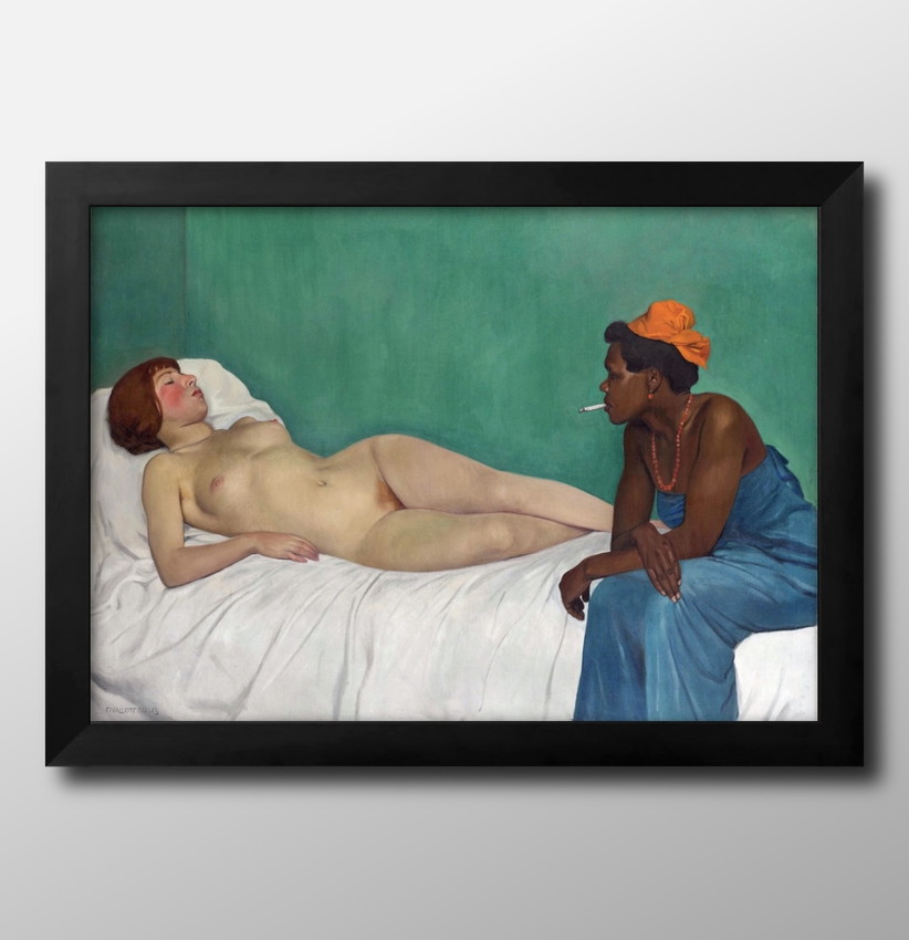 アート ポスター おしゃれ 絵画 インテリア 3509 フェリックス・ヴァロットン La Blanche et la noire, deux femmes A3サイズ 北欧 イラスト マット紙 管理ID:
