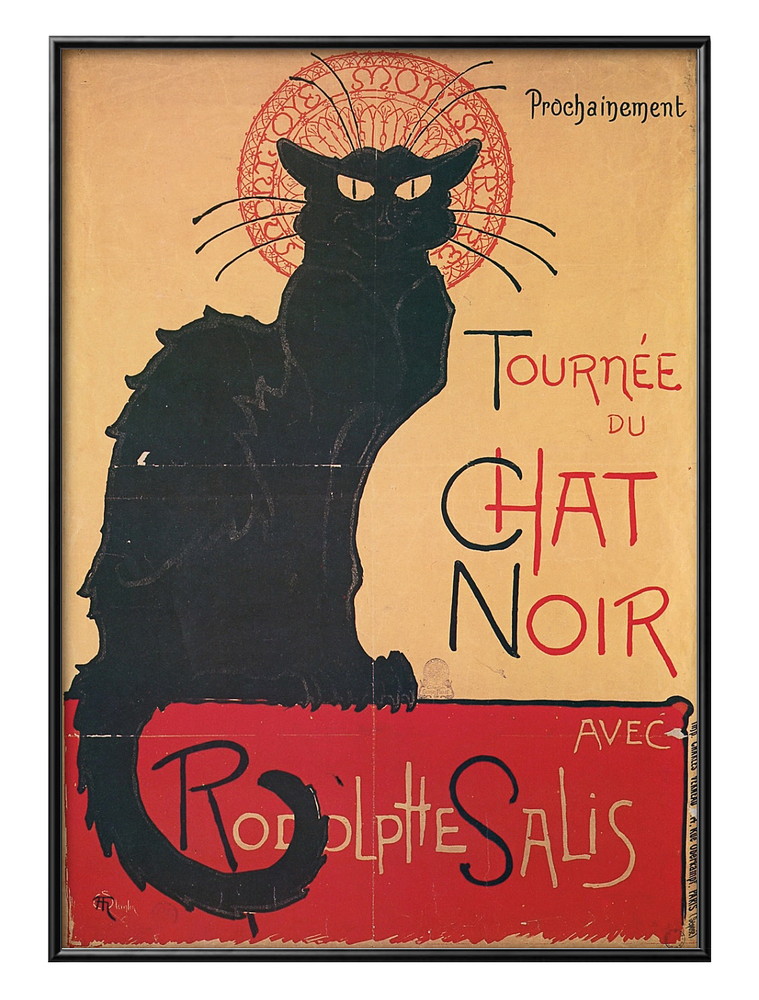 アート ポスター おしゃれ 絵画 インテリア 3581 アレクサンドル・スタンラン ルドルフ・サリの黒猫の巡業 A3サイズ 北欧 イラスト マット紙 管理ID: