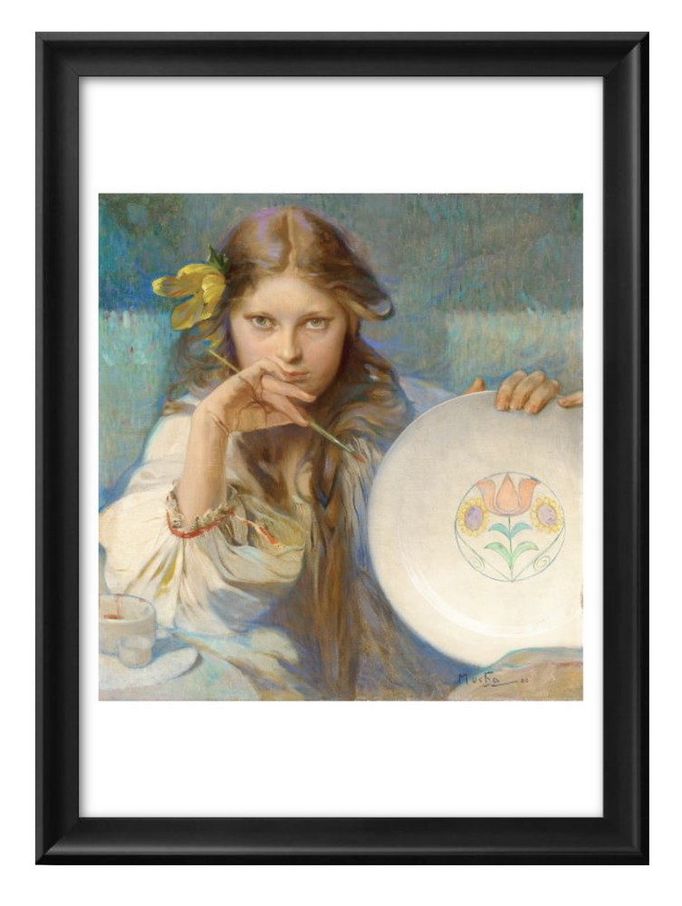 アート ポスター おしゃれ 絵画 インテリア 8844 アルフォンス・ミュシャ Girl with a Plate with a Folk Motif A3サイズ 北欧 イラスト マット紙 管理ID: