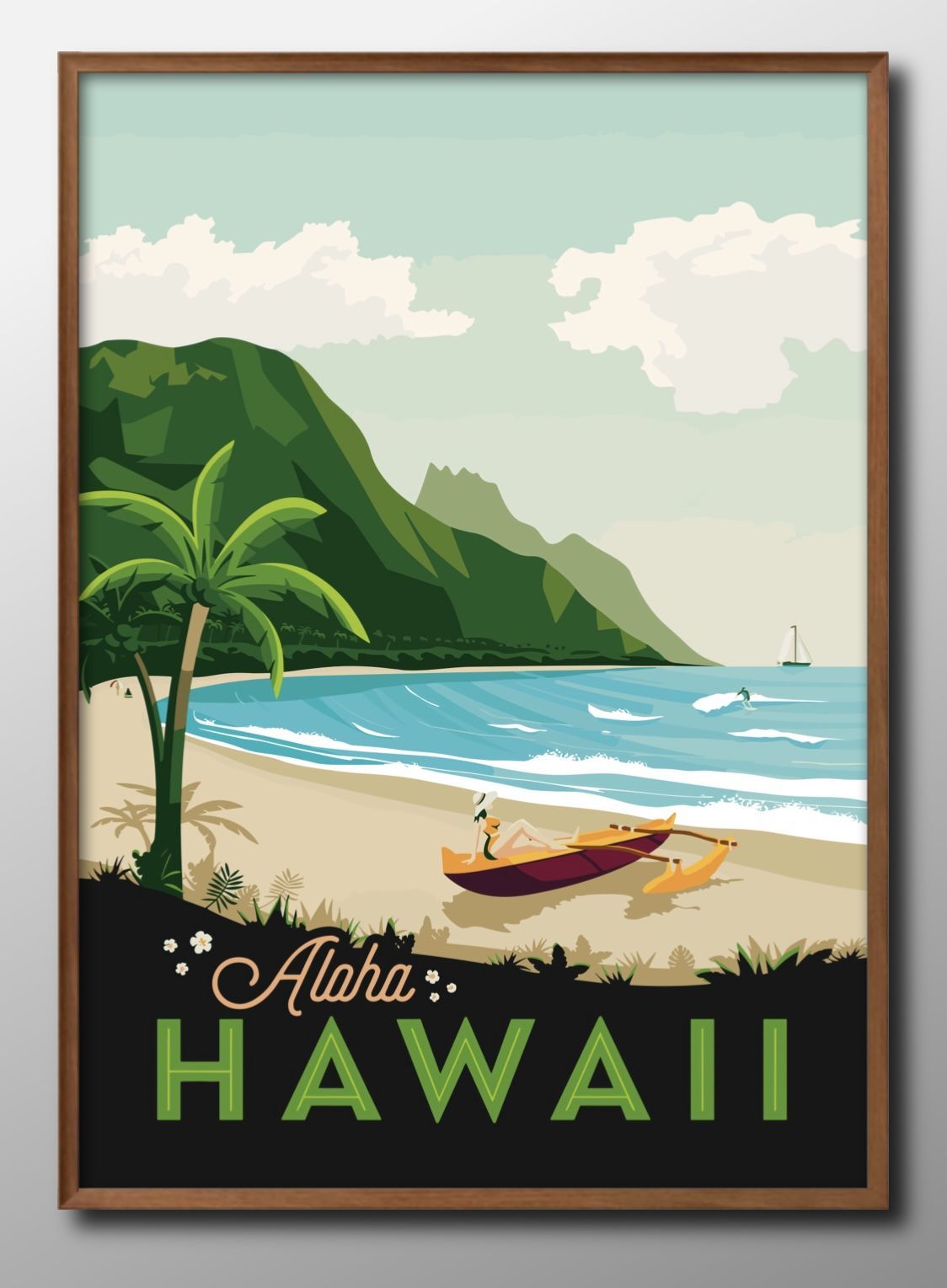 Yahoo! Yahoo!ショッピング(ヤフー ショッピング)ハワイ hawaii ダイヤモンドヘッド A3 サイズ ポスター アート おしゃれ 絵画 インテリア 北欧 イラスト マット紙 額 フレーム