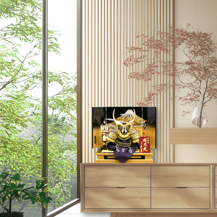 久月 かぶれる兜 五月人形 飾り台付き平飾り 着用兜 高級感 豪華 人形