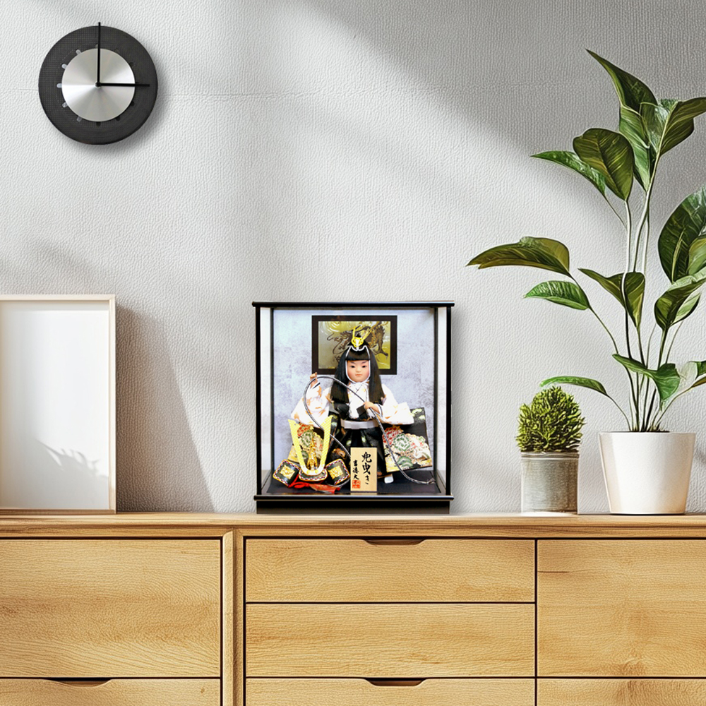 吉徳大光 五月人形 子供大将 武者 ガラスケース飾り 兜曳 503-352