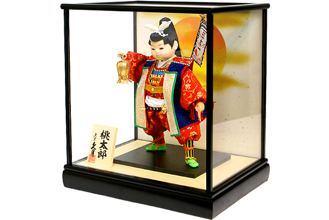 久月　五月人形 武士の姿 ガラスケース付き 久月 五月人形 子供大将 桃太郎 武者人形 ガラスケース飾り 561097