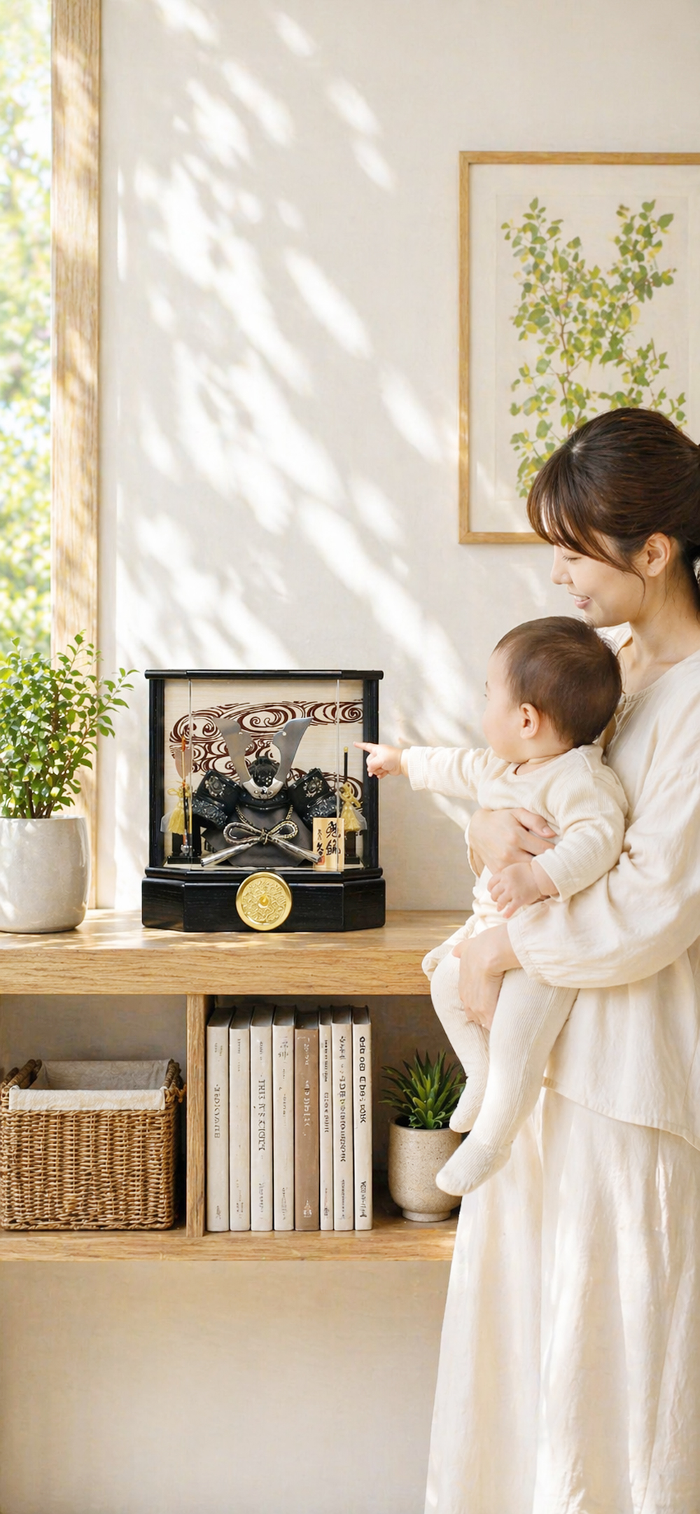 久月 五月人形 アクリルケース 家紋入り 兜 コンパクト 渋くかっこいい