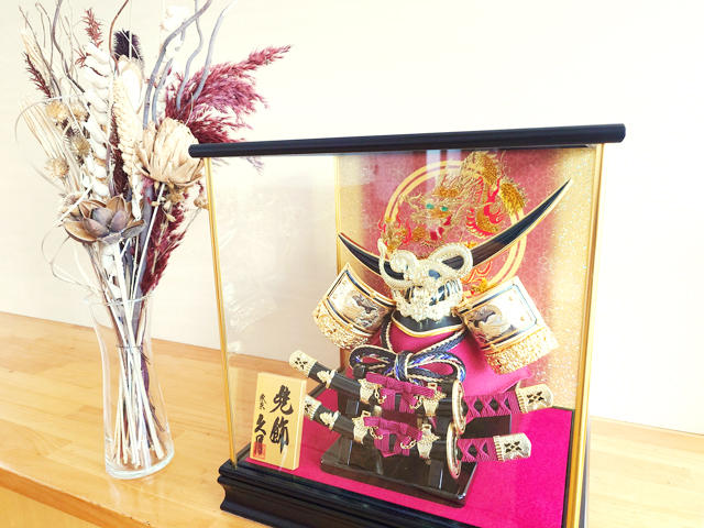 久月 五月人形 伊達政宗 兜 ガラスケース飾り コンパクト おしゃれ