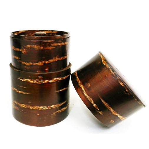 樺細工 Glossy 茶筒 コーヒー豆入れ 秋田 伝統工芸 桜皮細工
