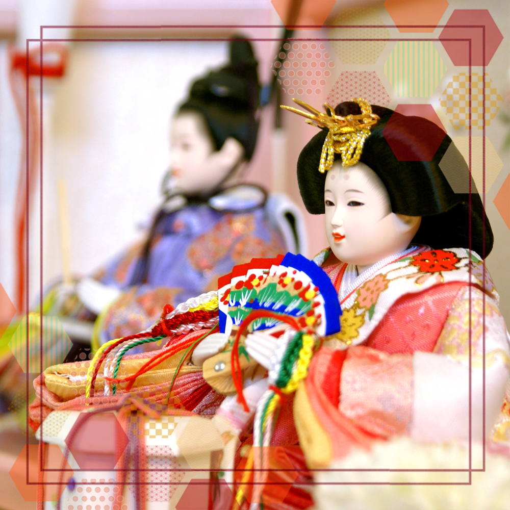 久月 雛人形 コンパクト 収納飾り 親王 ピンク 可愛い ひな人形 木製