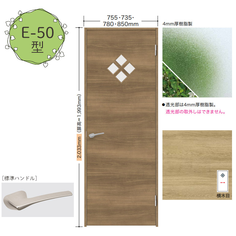NODA 【NODA カナエル】旗丁番ドアセット 7尺高【E-50型】片開き