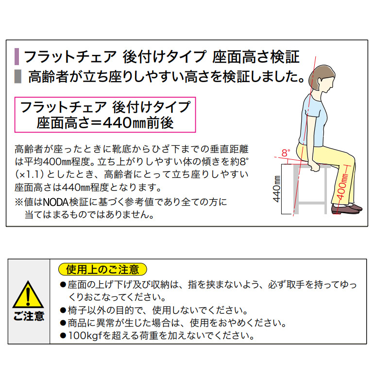 NODA フラットチェア 後付けタイプ 壁厚収納 玄関 洗面所 格納イス 折りたたみみ式椅子 : kuc-98 : お家王国 - 通販 -  Yahoo!ショッピング