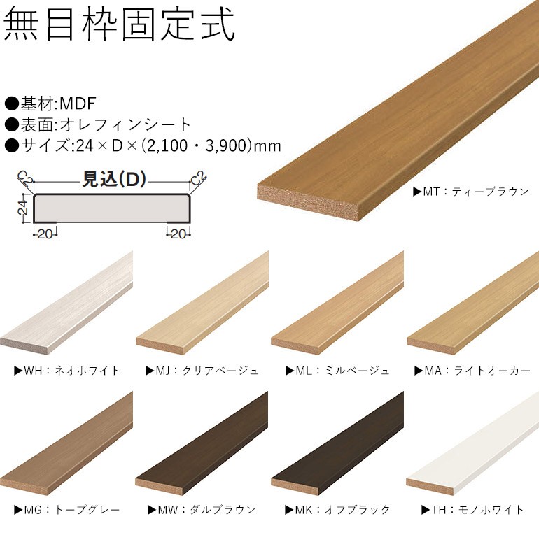 大建工業 hapia システム造作材 無目枠固定式 薄壁用 1本入り : mt7263 : お家王国 - 通販 - Yahoo!ショッピング