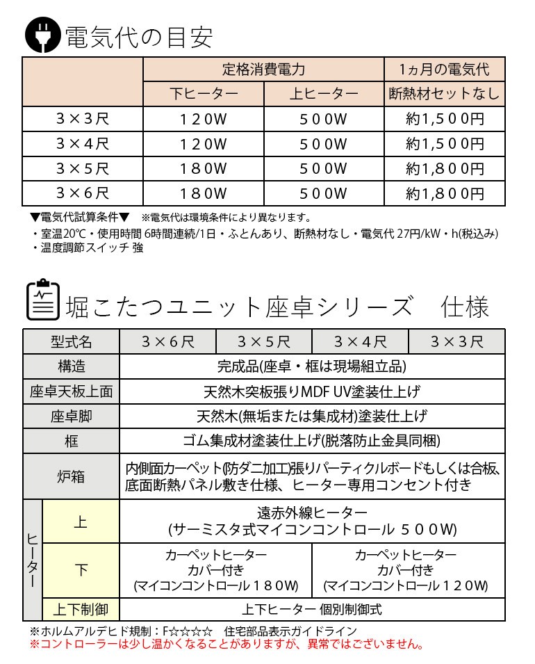 DAIKEN ハピア 堀こたつユニット 座卓シリーズ リーフスクウェア