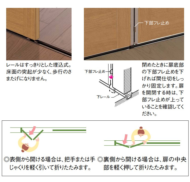 大建工業 hapia(ハピア) 間仕切戸 折れ戸タイプ カマチ採光 12尺間口(7