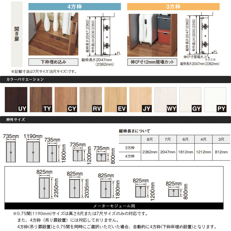 パナソニック ベリティス 収納用建具 開き扉 PH型(取っ手レスタイプ) 6尺・0.5間 固定枠 : xkre1phk2hnn61 : お家王国 -  通販 - Yahoo!ショッピング