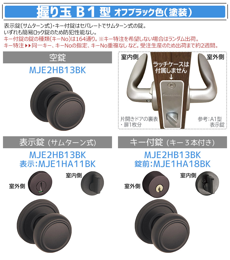 パナソニック 握り玉 [B1型・表示錠(サムターン式)・オフブラック色