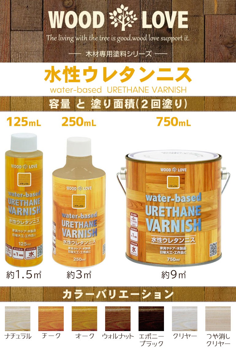 ニッペホームプロダクツ 水性ウレタンニス 750ml 全7色