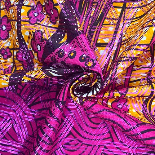 アフリカンプリント 布 生地 50cm単位 AP-1066 ピンクラメ 毒キノコの