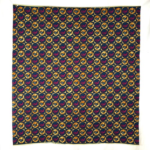 アフリカンプリント 布 生地 50cm単位 AP-13568 ホロホロ鳥の群れ 濃紺