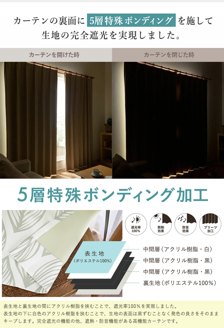 オーダーカーテン 1級遮光 完全遮光 北欧モダン D-1162 幅55cm-250cmｘ丈201cm-260cm【オーダーカーテン 遮熱 断熱 保温 防音】_5