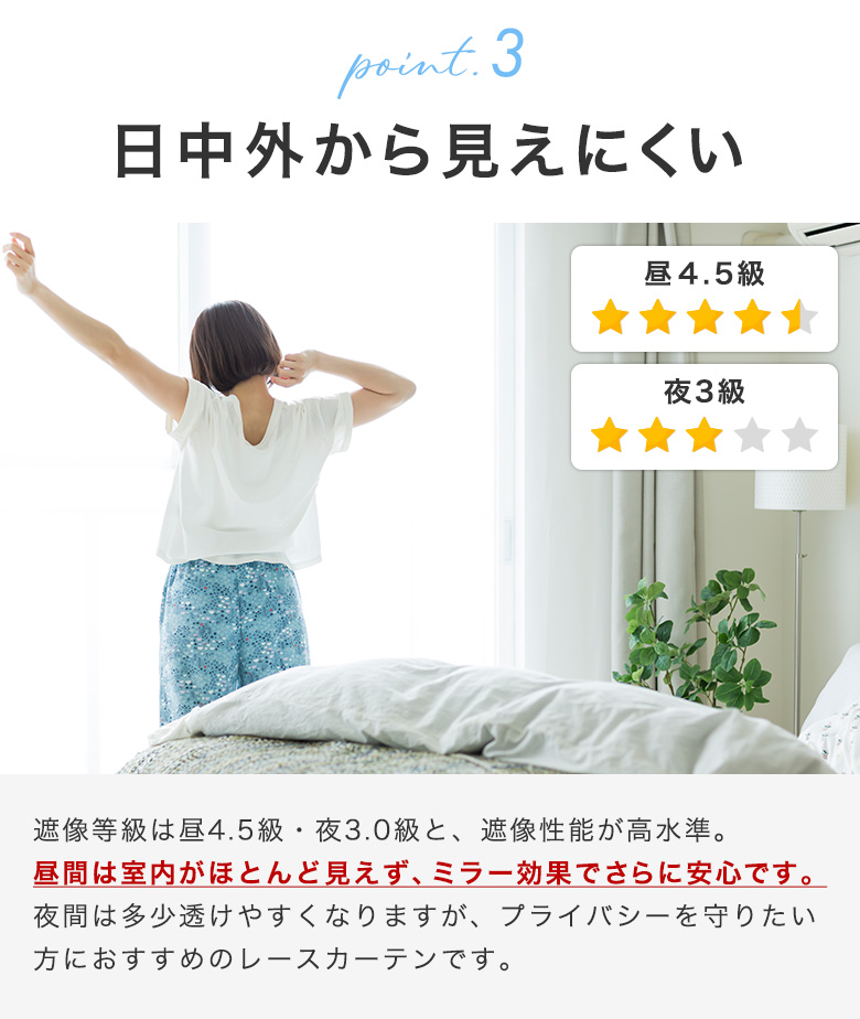 日本製 オーダーレースカーテン 遮熱 UVカッ...の詳細画像5